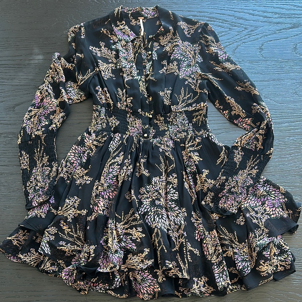 Free People Black Floral Dress